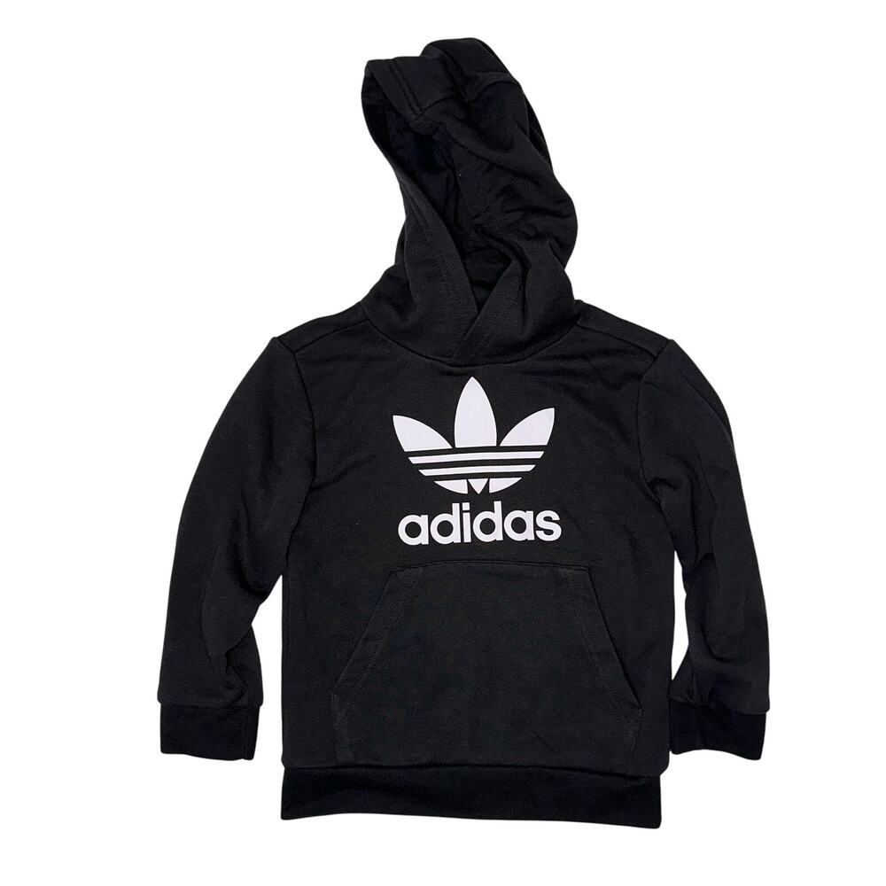 Boys Adidas Black Trefoil Logo Hoodie – Size 5/6